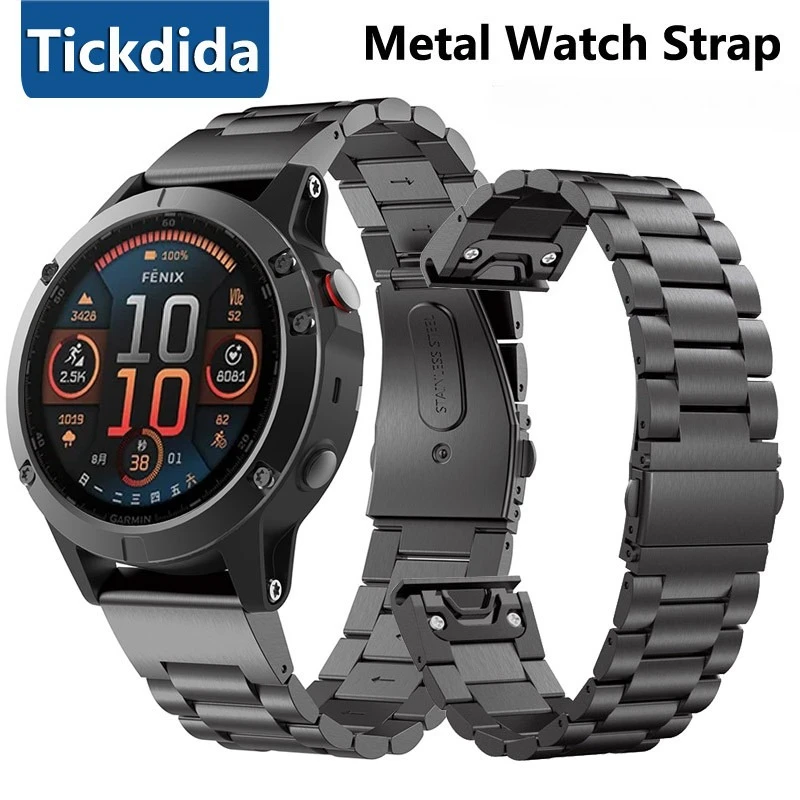 Premium Stainless Steel Metal Watch Strap Band, QuickFit 22/26mm