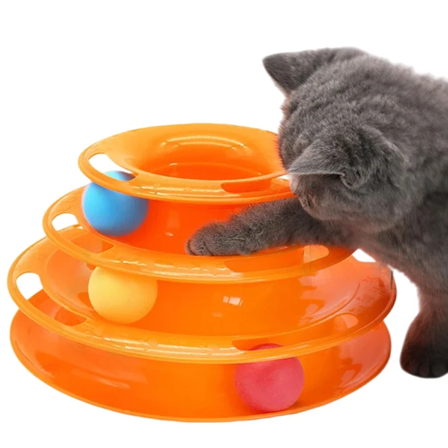 3-Tier Cat Toy Spinner Tower with Balls, Interactive Puzzle Play Wheel ...