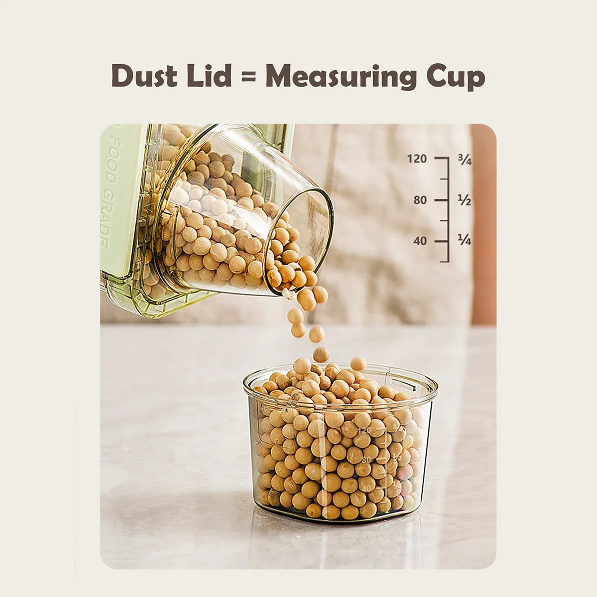Large Capacity Cereal Containers with Measure Cup with Handle High Sealing Performance Plastic Sealed Jar Insect-proof 3