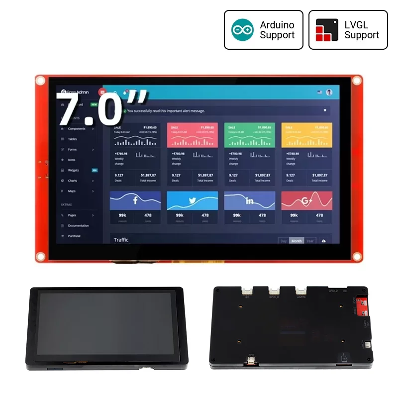 CrowPanel-ESP32 7.0 Inch 800x480 Resolution HMI Touch Screen TFT-LCD Smart Display Module with Learning for Arduino/ LVGL