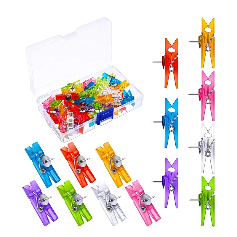 50Pcs Plastic Push Pin Clips For Cork Board Push Pins Tacks Mini Photo