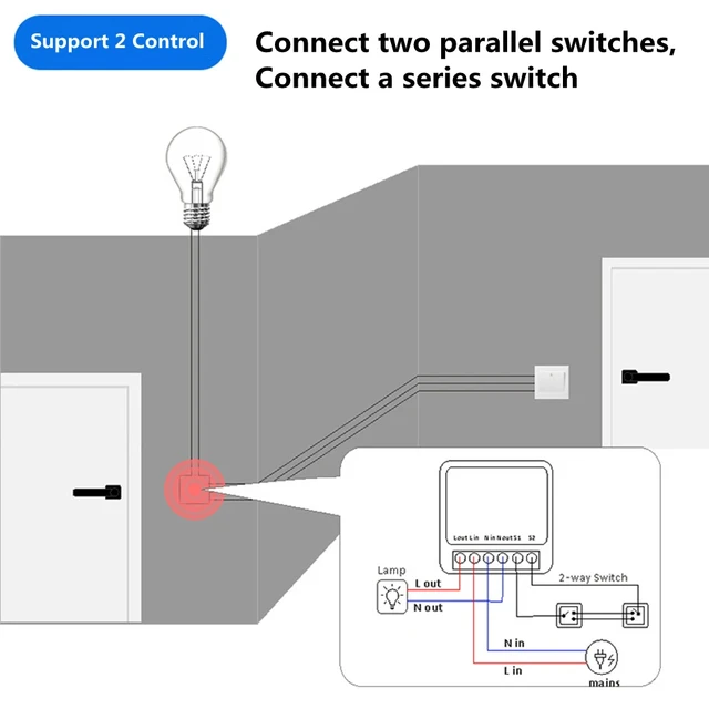 DIY WiFi Mini Smart Light Switch 16A Two Way Control Tuya/Smartlife APP Remote Control for Alexa Google Home Automation - Image 2