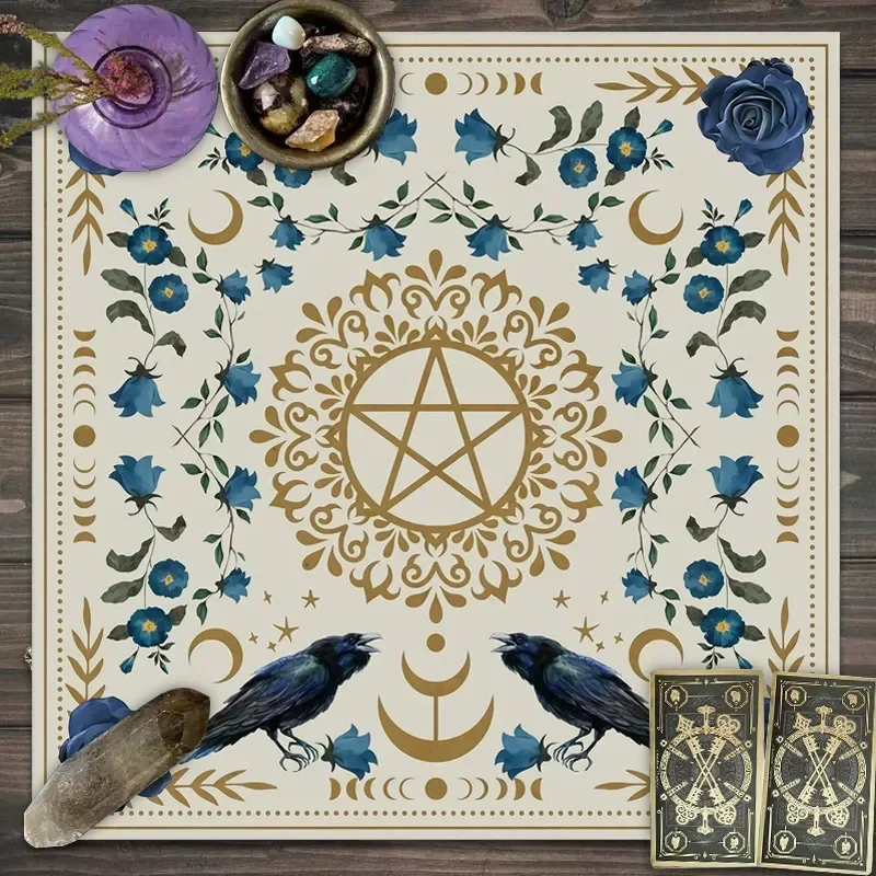 Mantel De Tarot Con Diseño De Sol Y Luna – Tapete Para Cartas Del Oráculo, 50x50 Cm, Ideal Para Principiantes