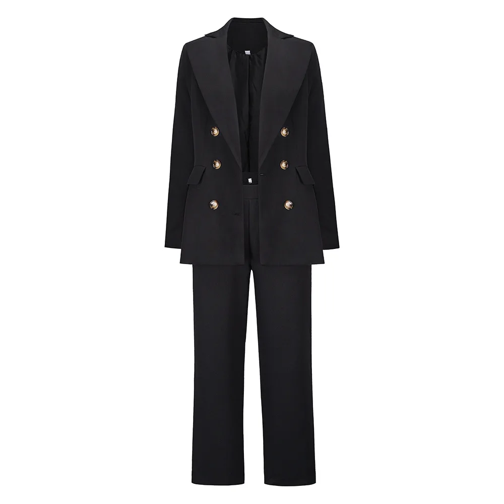 Tesco Winter Loose Women's Fashion Suits Long Sleeve Coat Sets Large Lapel Blazer Pants Outfits For Female conjunto femininos