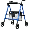 Multi-Functional Folding Walking Trolley - Aluminum Alloy Four-Wheel Walker, Comfortable Seating and Shock Absorber 4