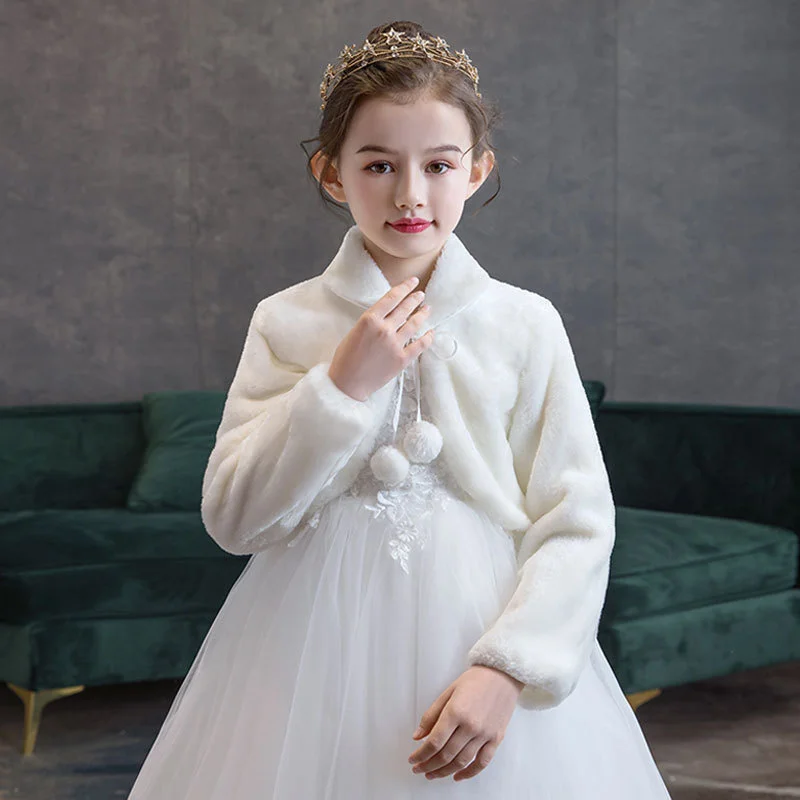 Kids Jackets Kids Coats Girls Plush Jacket Princess Warm Cape Children Wedding Birthday Party Long Sleeves Clothing