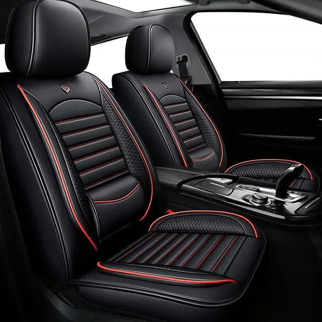 Universal Leather Car Seat Covers for SUVs  Sedans Trucks Breathable Elegant Easy-Clean Comfortable Fit Airbag Port Waterproof 1