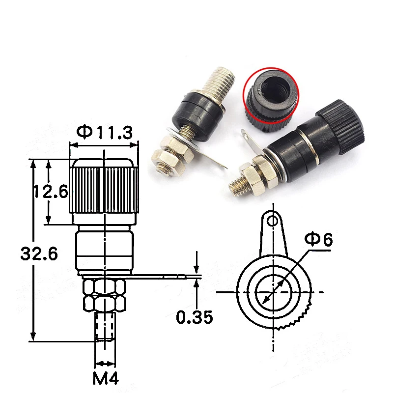 Description Picture 3 of item5PCS Terminal Blocks JS-910B 4mm Amplifier Terminal Connector Binding Post Banana Plug Jack Mount