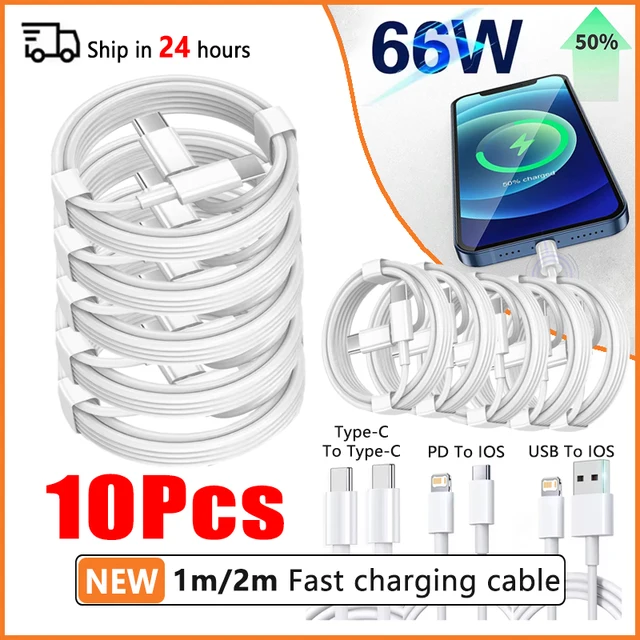 10Pcs 66W Type C PD 30W USB Cable For Apple iPhone 16 15 14 13 12 11 Pro Max 7 8 Plus XS R Fast Charging USB C Cable Charge Wire 1
