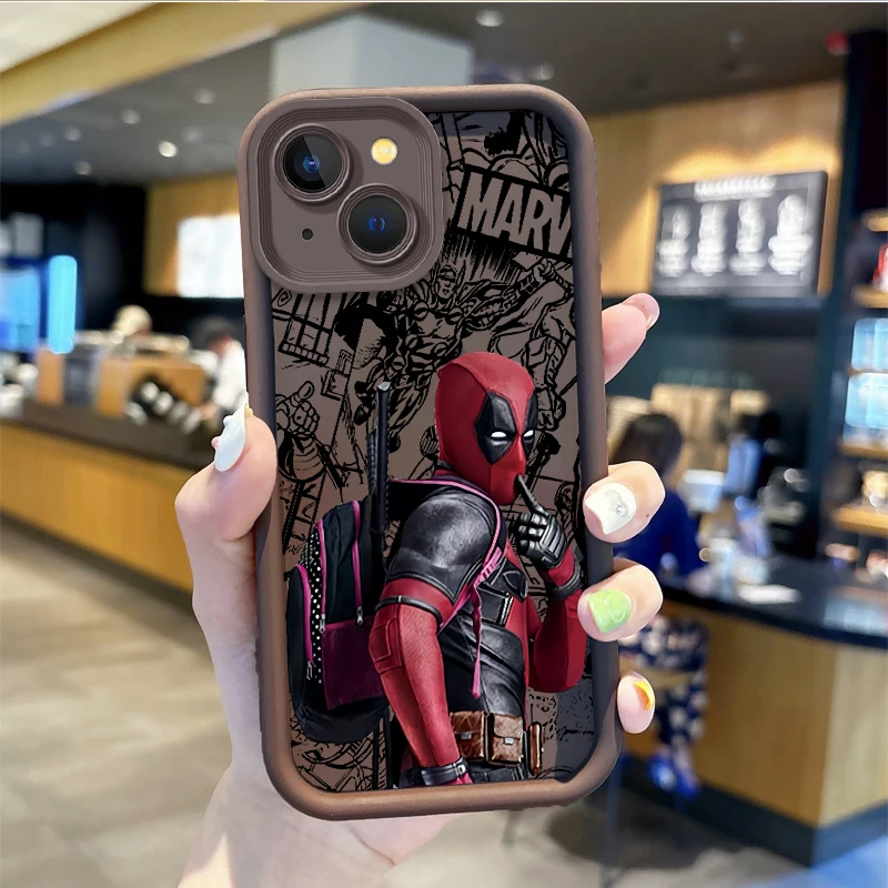 thumbnail image 1 of Funda de teléfono de Deadpool de Marvel, carcasa protectora a prueba de golpes para iPhone 16, 15, 14, 13, 12, 11 Pro Max, 16, 15, 14, 8, 7 Plus, X, XS Max, 8, 7, 1 of 5