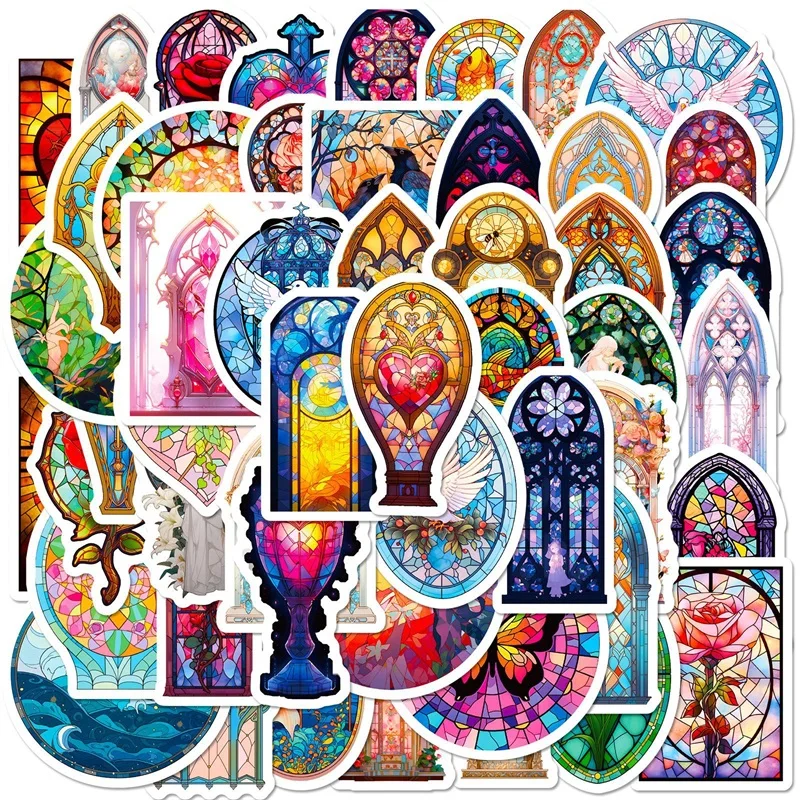 10/30/50PCS Vintage Baroque Window PVC Sticker Aesthetic Children's Decoration Scrapbooking Stationery School Supplies for Kids