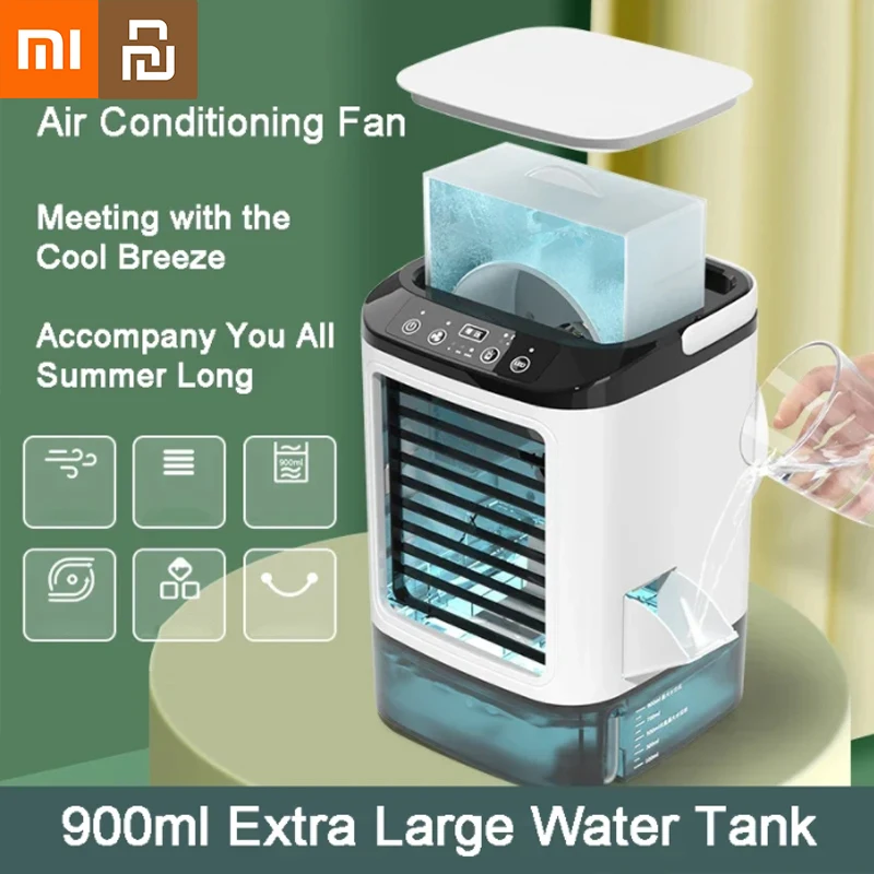 Iconic Brand Youpin Desktop Air Conditioner Portable Dual Spray Ultrasonic Atomization 3Speed Mute Air Cooler Night Light Electric Fan