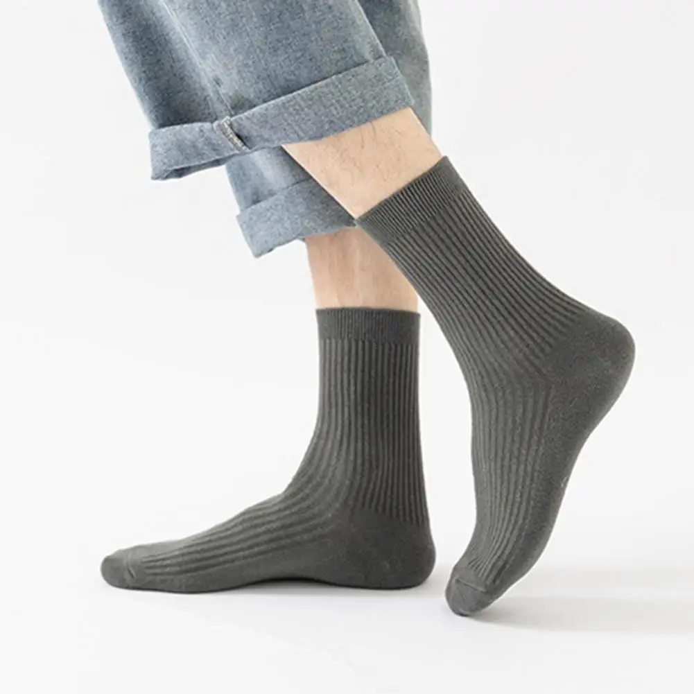 

Warm Winter Socks Cozy Stylish Men's Winter Socks Soft Knitted Mid-tube Ankle Protection with Anti-slip Sole for Warmth