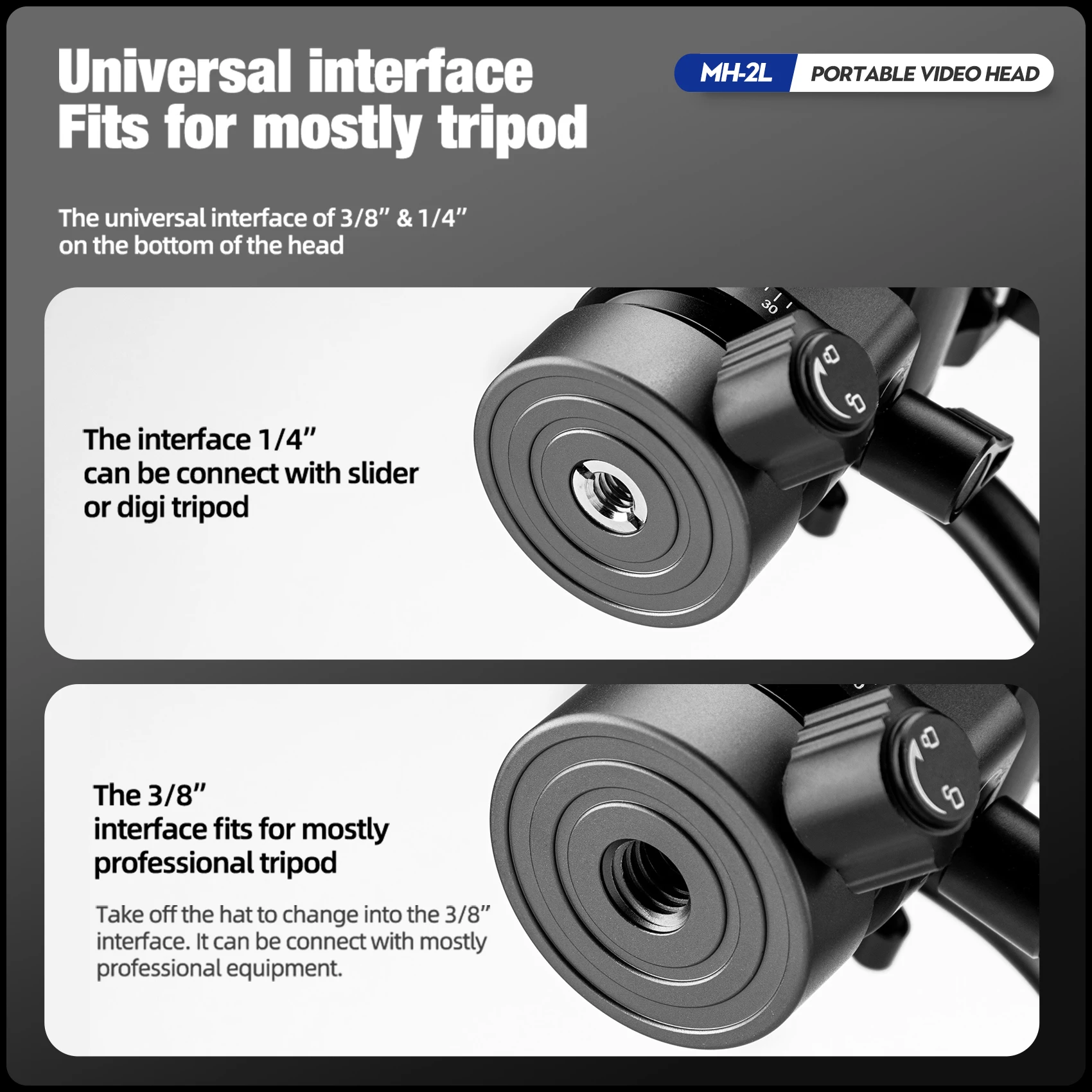 Fotopro MH-2L Video Fluid Head 360&deg; Panoramic Pan Tilt Head with Leveling Base Detachable Handle for X-Aircross 3