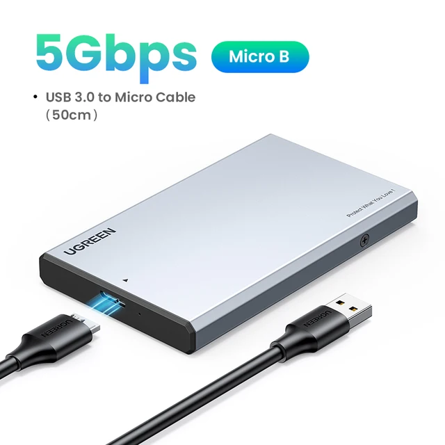 UGREEN HDD Case 2.5 6Gbps SATA to USB C 3.1 Gen 2 External Hard Drive