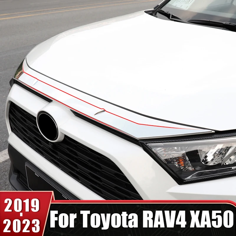 

ABS Front Grille Grill Hood Engine Cover Trim Sticker For Toyota RAV4 2019 2020 2021 2022 2023 RAV 4 XA50 Hybrid Car Accessaries