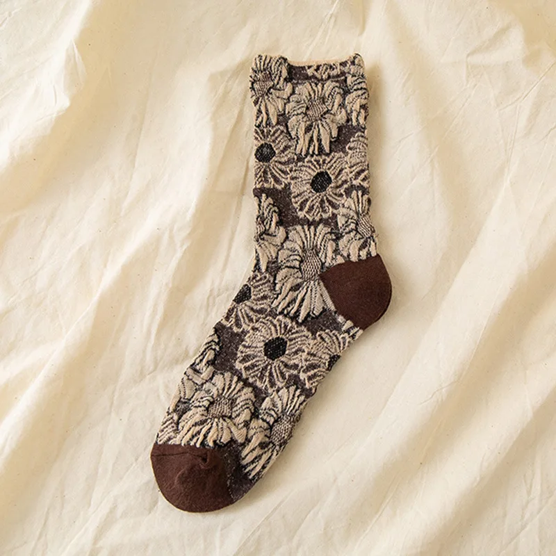 Mode Harajuku Retro Frau Floral Vintage Socken Neuheit Ethnische Druck Kawaii Nette Baumwolle Casual Atmungsaktive Damen Mädchen Lustig – Detail 15