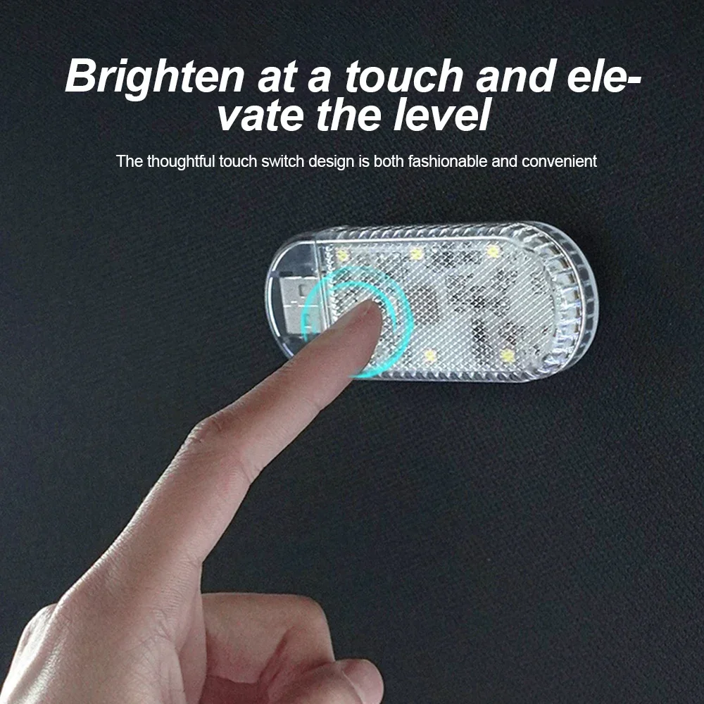 LED Touch Light Mini Wireless Car Interior Lighting Auto Roof Ceiling Reading Lamp for Door Foot Trunk Storage Box Charger