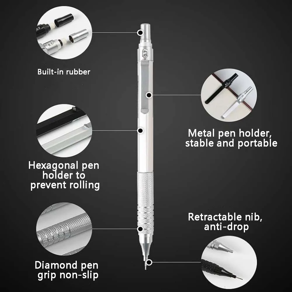 Mechanical Pencils 1PC 0.5mm Low Center of Gravity Design Writing Smooth Suitable for Drawing Sketching