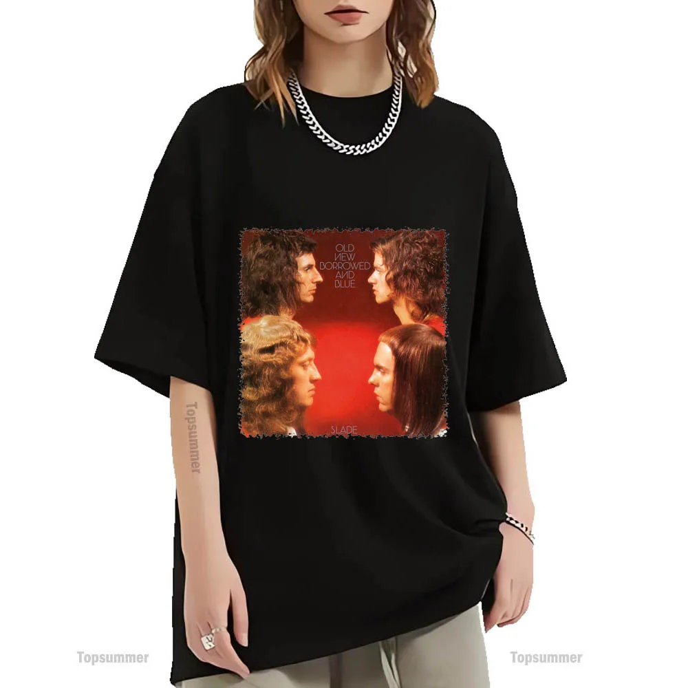 Новинка, футболка с изображением старых и синих альбомов, футболка Slade Tour, мужские стильные черные футболки, женская одежда с графическим принтом