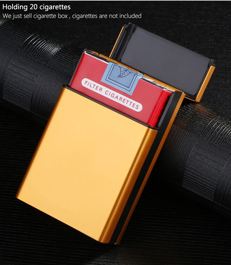 20 Sticks Metall Aluminium legierung tragbare rot blau gold grau schwarz rauchen Geschenk Schieben Zigaretten etui benutzer definierte Logo Aufbewahrung sbox – Detail 6