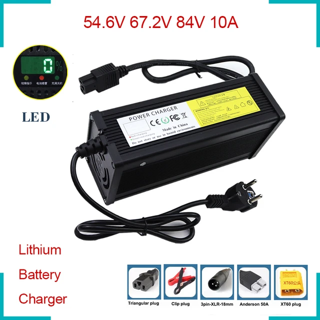 Fast Charger 54.6V 67.2V 84V 10A Lithium Battery Charger LED For 13S 16S  20S 48V 60V 72V E-bike Battery Aluminum Shell - AliExpress