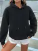 Solid Color Casual Hoodie For Female Pocket Creative Hoody All-Match Street Clothes Womens Fleece Unisex Pullovers 4