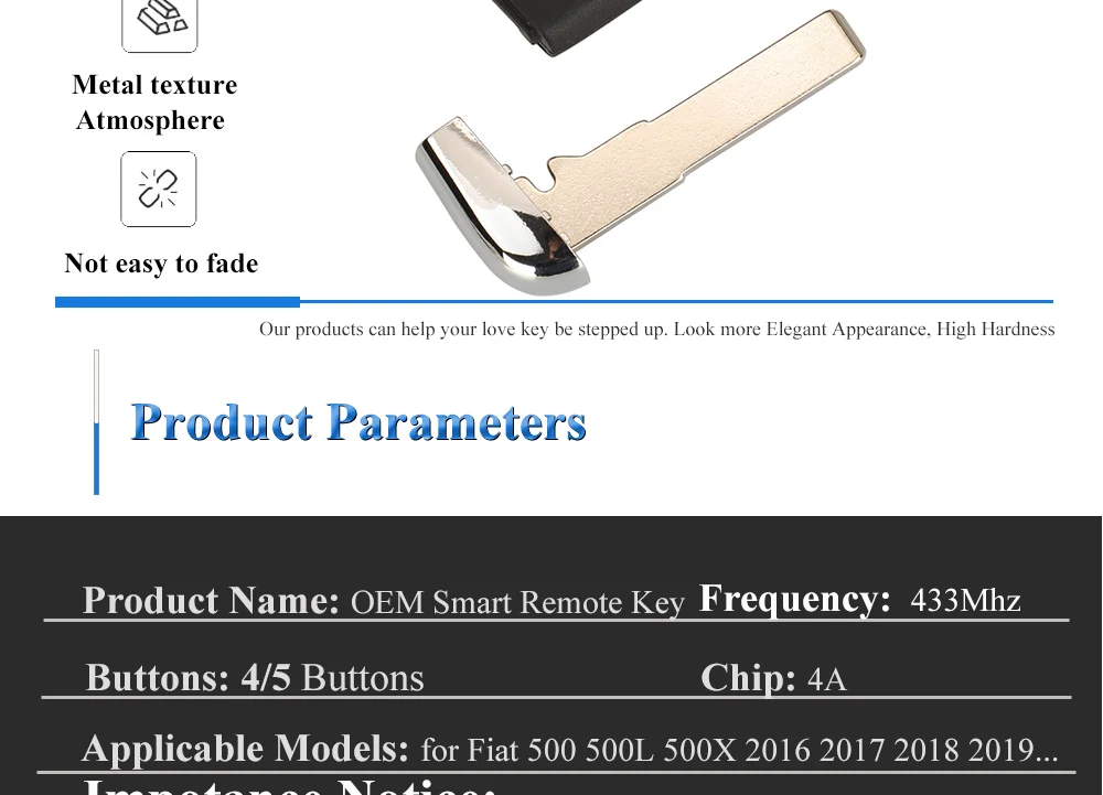 Keyforkess Original Factory 5Button per Fiat Toro 500 500L 500X 2016 OEM Smart Remote Key Fob controllo automatico 433MHz 4A Chip SIP22 12 Keyforkess Original Factory 5Button per Fiat Toro 500 500L 500X 2016 OEM Smart Remote Key Fob controllo automatico 433MHz 4A Chip SIP22 - S5511a35297454fd19b63c0a066a520eeY