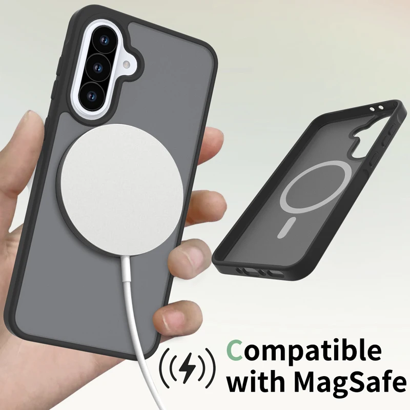 Enhanced Anti-Drop Magnetic Phone Case with Matte Translucent Finish