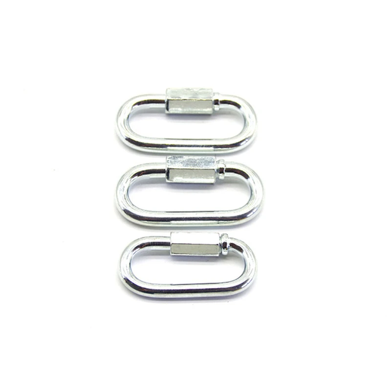 Description Picture 4 of item6PCS Silver Screw Lock Climbing Gear Carabiner Quick Links Safety Snap Hook Chain Connecting Ring Carabiner Chain Buckle