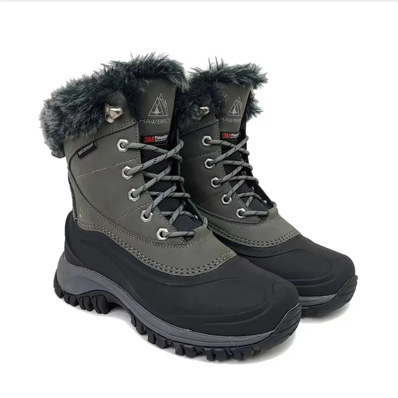 

Women`s genuine leather waterproof 200g 3M Thinsulate hiking snow boots Ladies winter shockproof trekking boots FOR -30C