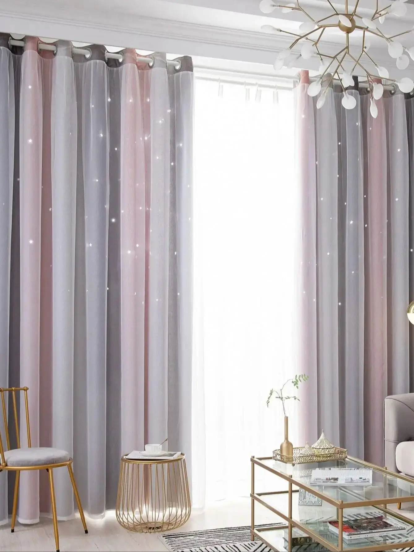 Blackout Kids Curtains for Bedroom Thermal Insulated Silver Twinkle Star Curtains for Boys Antique Grommet Top Window Treatment