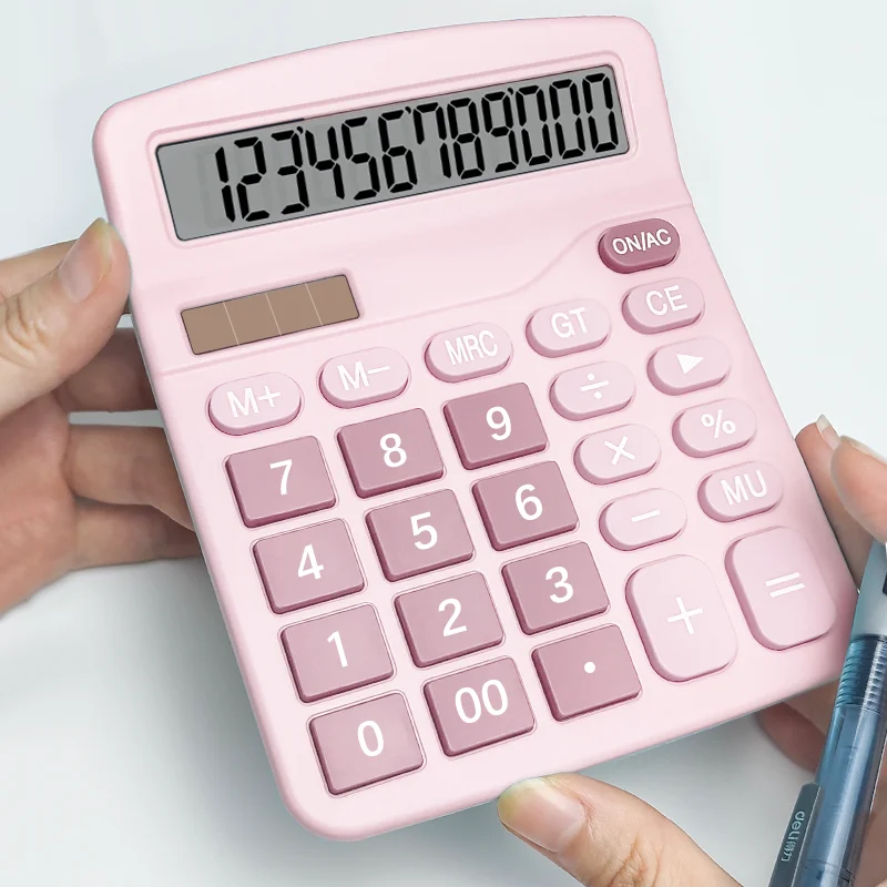 Electronic Calculator 12 Digits Electronic Calculator Solar Calculator Dual Power Supply Home Office School Financial Accounting