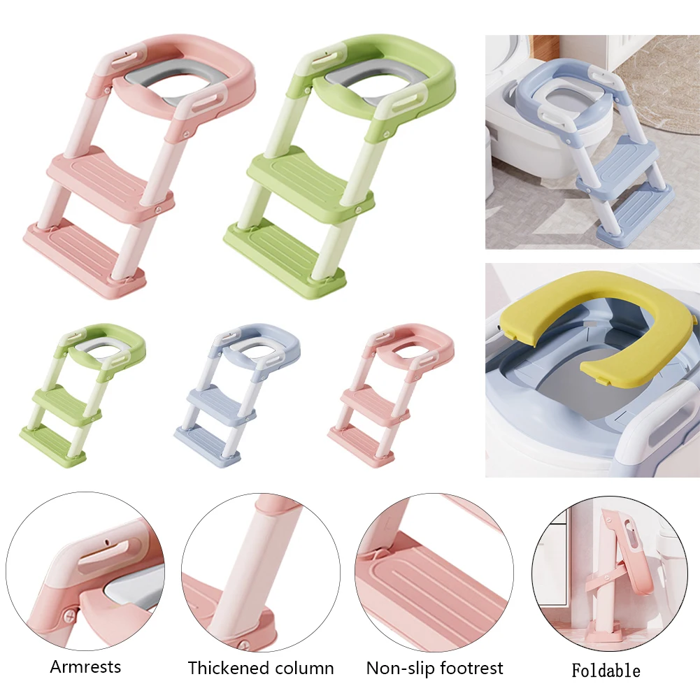  Asiento de entrenamiento para ir al baño con taburete para niños  y niñas, asiento de inodoro para niños y niñas, 2 cojines y gancho : Bebés