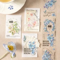 1Roll Speak Series INS Flower Handbook DIY Decorative PET Tape Smell the Flowers Stickers Adhesives Scrapbook 60mm*2m 1