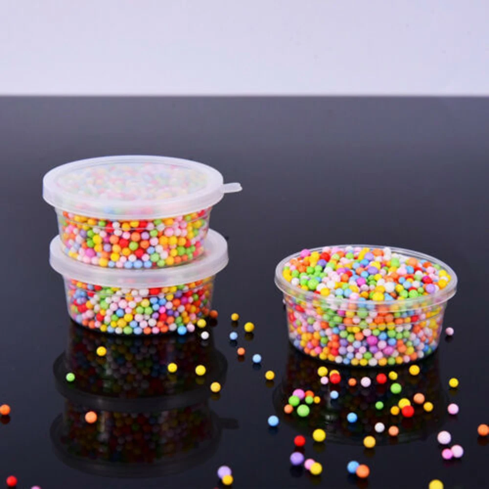 20PCS Foam Ball Round Clear Storage Box Container with Lid  Vegetable Storage Slime Clay Storage Jar Sealed Drawer Organizer