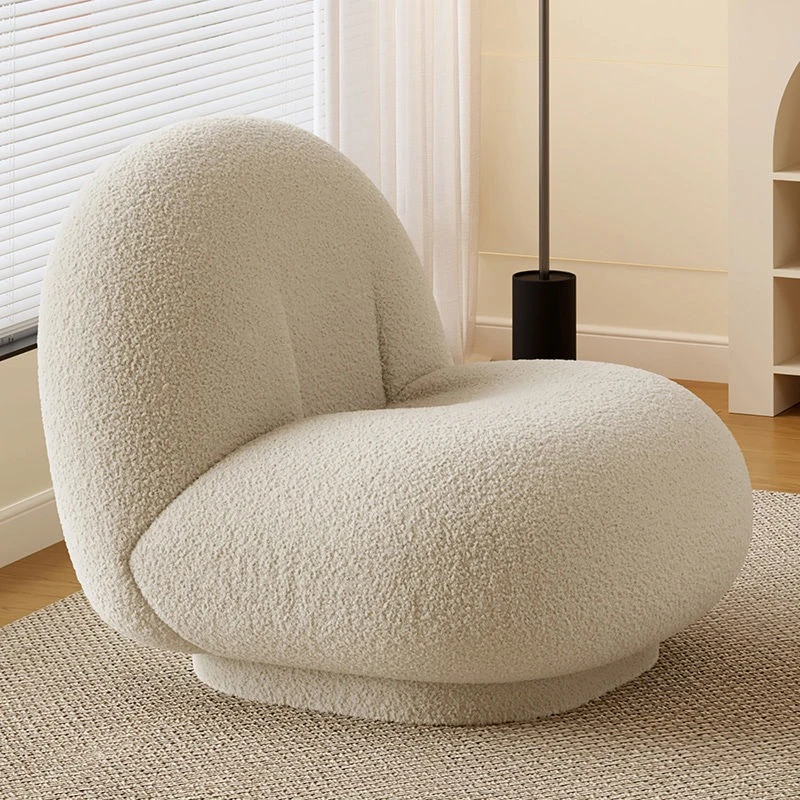 Popular Lamb Wool Sherpa Chair Minimalist Home Cozy Cloud Sofa Lounge Chair Cream Fluffy Lazy Sofa Bedroom Living Room Airbnb