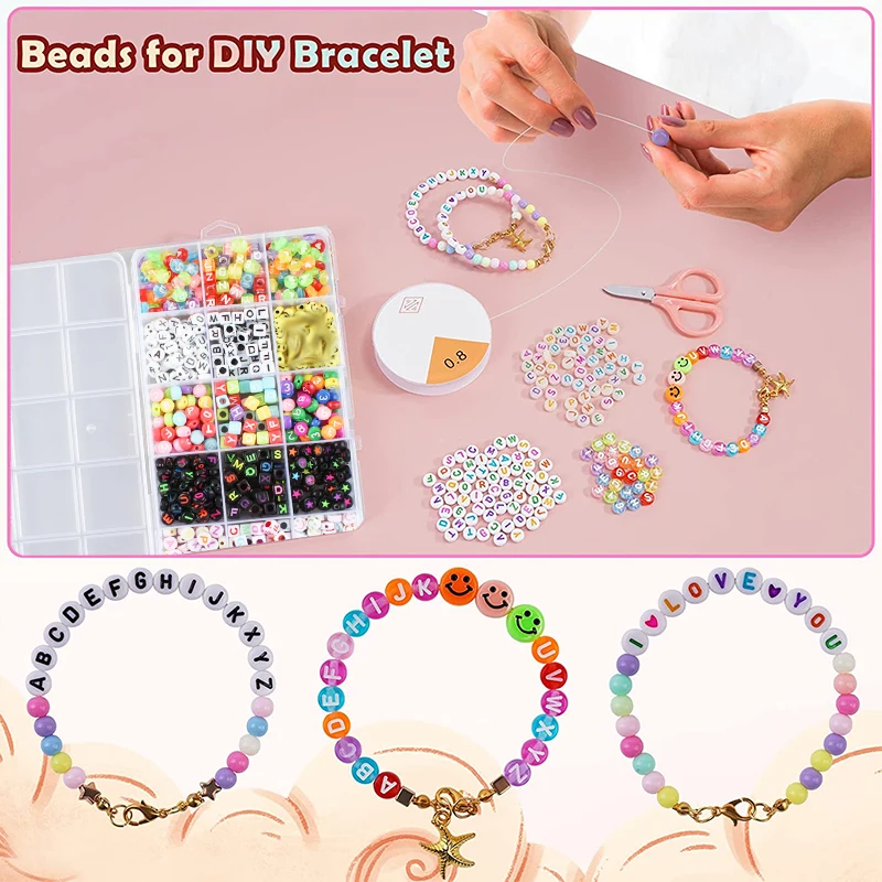 Children Beads Plum Blossom Box Set DIY Handmade Bead Toy Necklace Building  Kit Girl Weaving Bracelet Jewelry Making Toy Gift