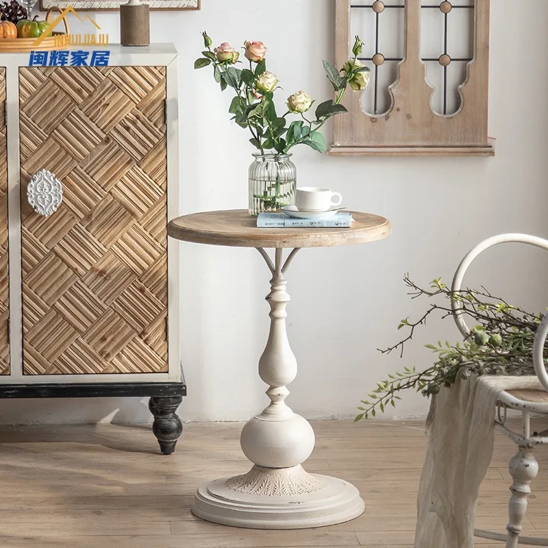 Retro Solid Wood Small Coffee Table Living Room Side Table Small Apartment Home Tea Balcony Coffee