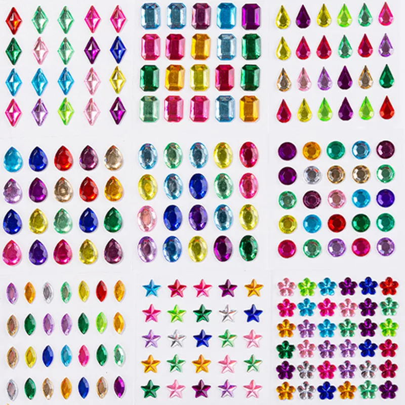 

Face Body Diamonds for Music Festival Party Kids Self Adhesive 3D Gem Diamond Colorful Stickers for Phone Decor Paper Scrapbook