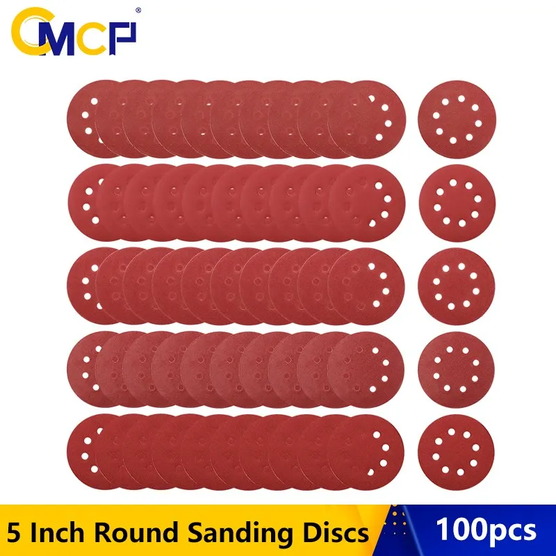 

CMCP 5Inch 125mm Round Sandpaper 8 Holes Disk Sand Sheets Grit 40-3000 Hook and Loop Sanding Disc Abrasives for Polish