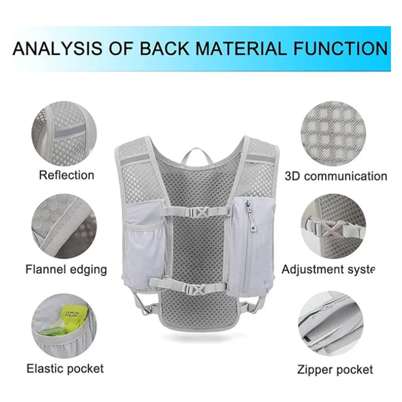 Comfortable and Breathable Backpack for Biking & Running Waterproof Reflective Off Road Marathon Sport Vest with Phone Pocket