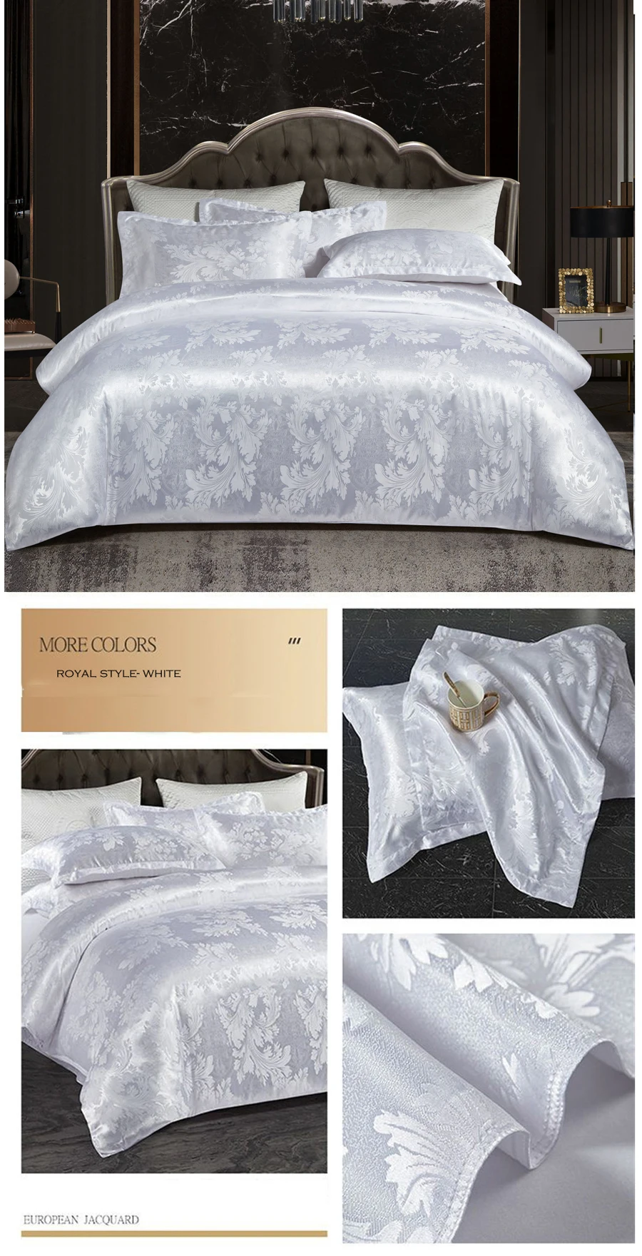 European Luxury Satin Rayon Jacquard Duvet Cover 220x240 2 People Double Bed Quilt Cover Bedding Set Queen King Size Comforter