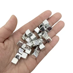 Solid Color Gold and Black Acrylic Dice Set - 50-Piece Blank Square Cubes, 8mm (Silver)