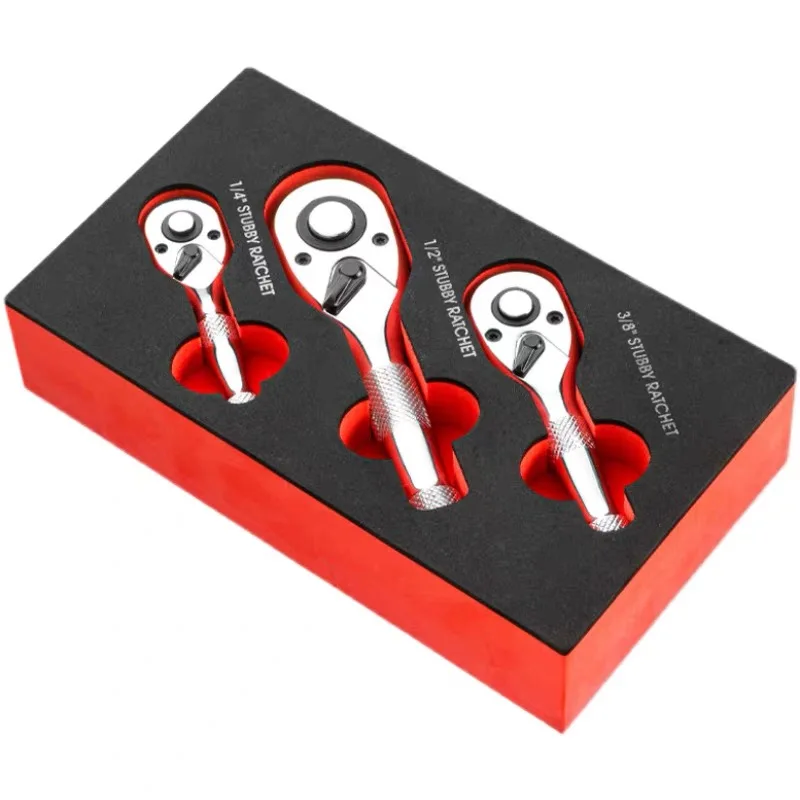 

Mini Ratchet Spanner Ratchet Short 1/4 "3/8" 1/2 Stubby 3pcs Set