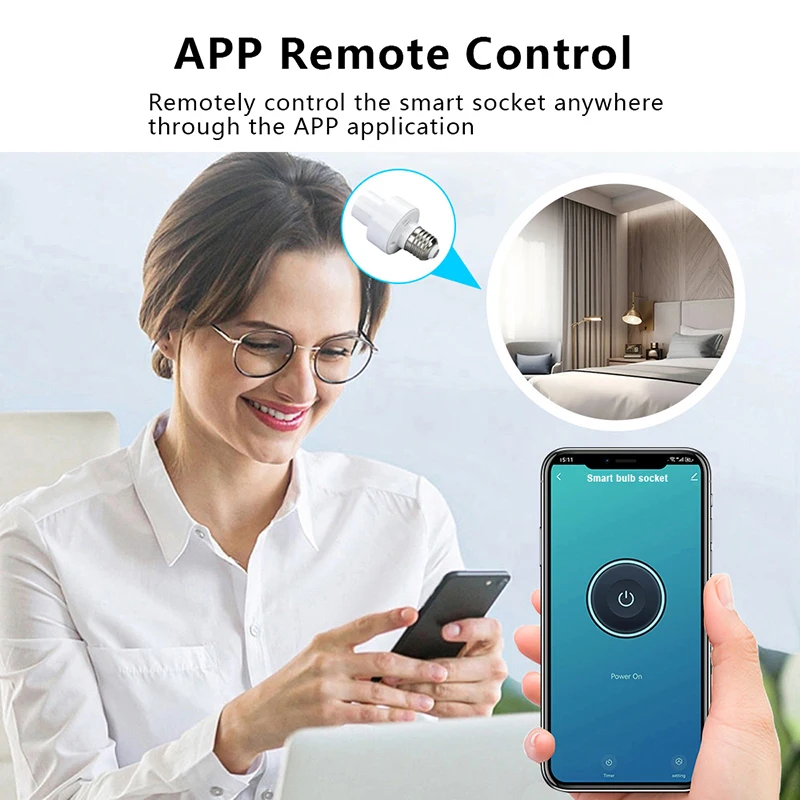 Tuya Smart WiFi Light Socket Adapter E27/E26 Lamp Bulb Holder Base Smart Life APP Control Works With Alexa Google Home AC85-265V lamp holder lamp bulb holder lamp base lamp socket adapter