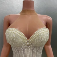 Luxury Pearls Beading Sexy Halter Backless Bodysuit Evening Party Performance Costume Bar Nightclub Singer Dancer Stage Wear - Image 4