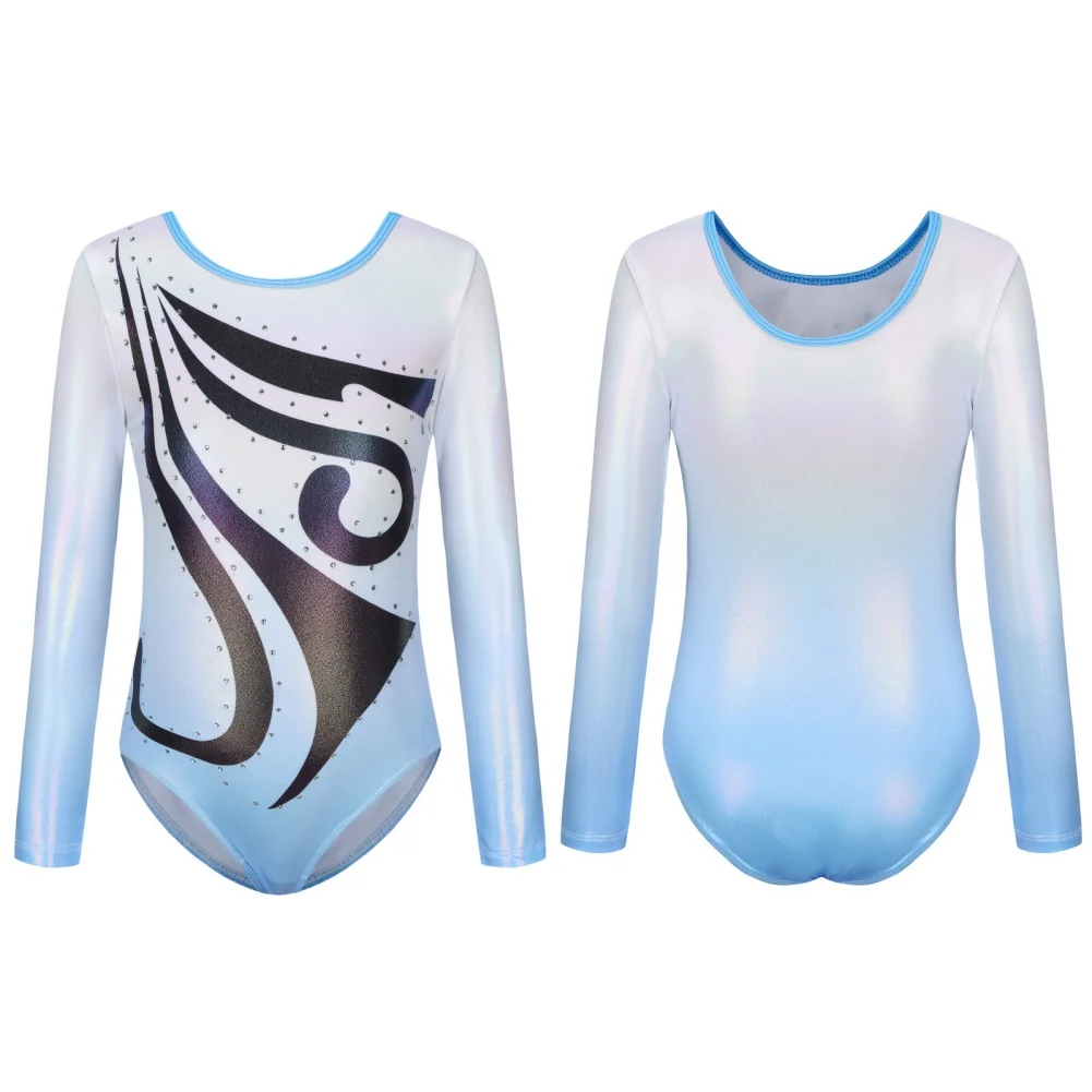 

Girls' Gymnastics Clothing 5-12Y Dance Leotards Long sleeved Sparkly Tumbling Girls' Skin-tight Garment Leotard