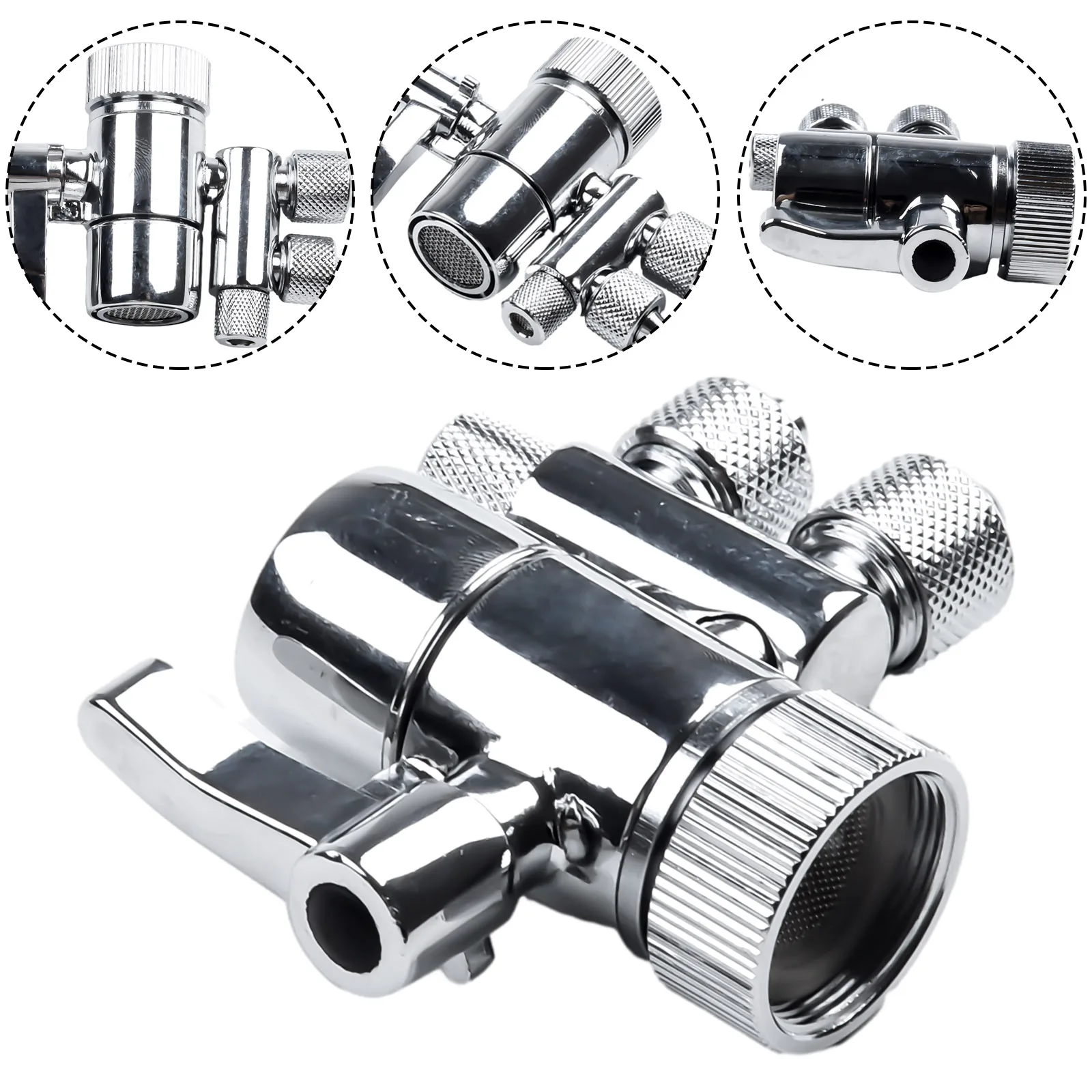 

Brass Diverter Valve Silver 3/8in & 5/16in Out Diverter Valve Faucet Filter Long Lasting Parts For ESpring