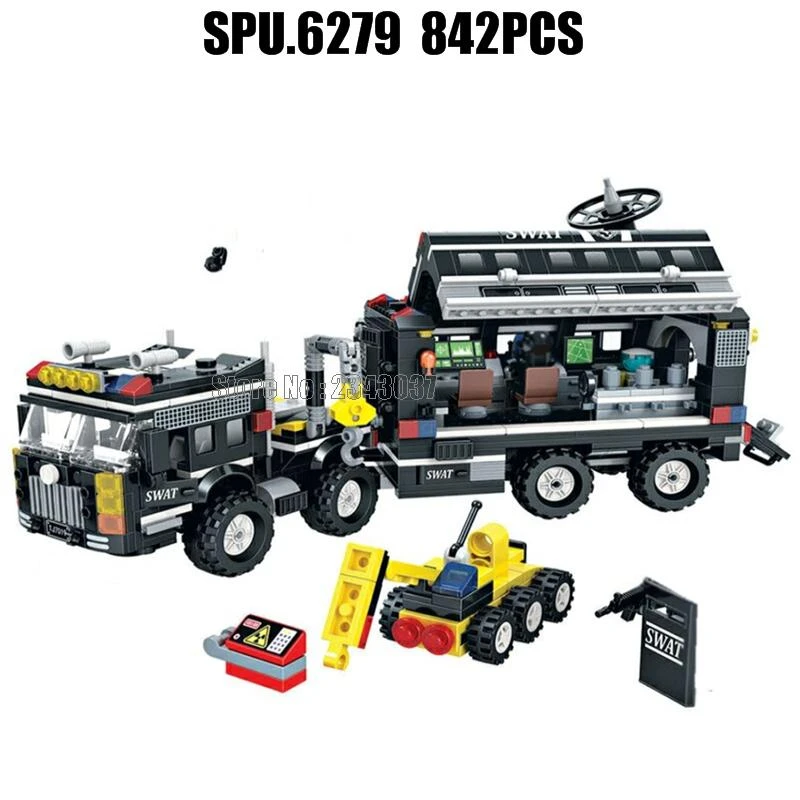 警察のスワットの武器 7019個 オートバイ 車 トラック オートバイ 4つの人形 ビルディングブロックのおもちゃ 842個 Building Blocks City Policepolice Swat Aliexpress